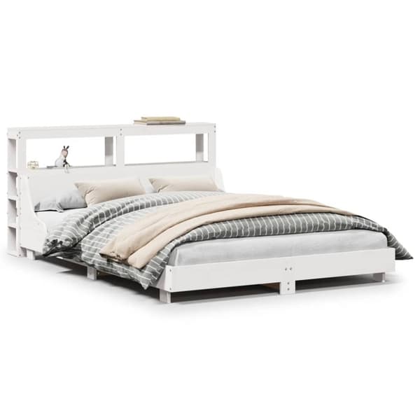 vidaXL sengeramme uden madras 140x190 cm massivt fyrretræ hvid