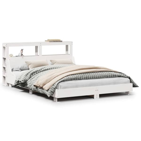 vidaXL sengeramme uden madras 140x190 cm massivt fyrretræ hvid