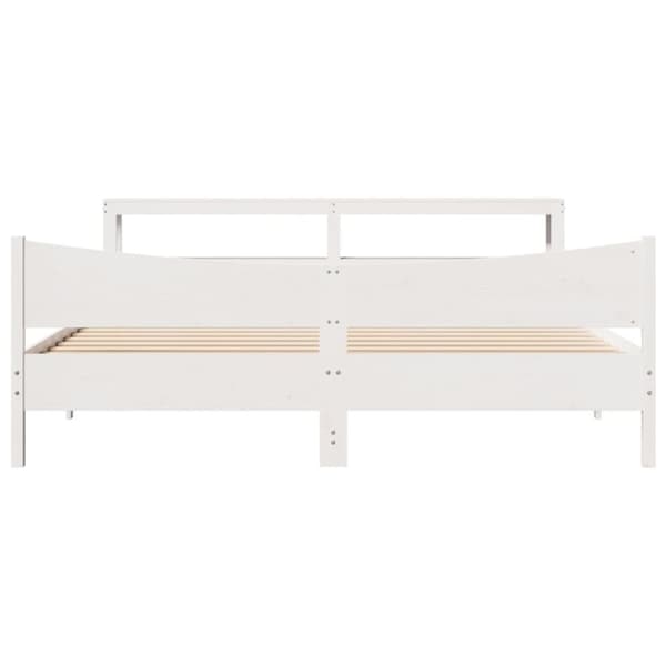 vidaXL sengeramme med sengegavl 200x200 cm massivt fyrretræ hvid