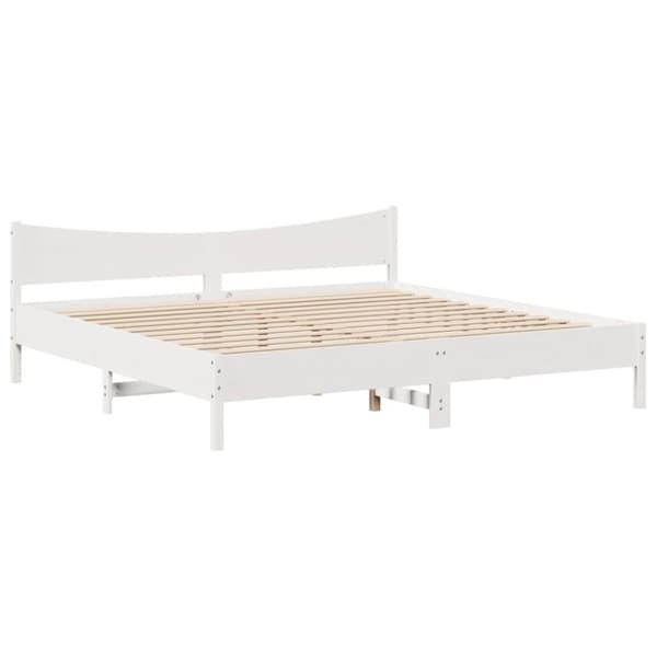 vidaXL sengeramme med sengegavl 200x200 cm massivt fyrretræ hvid