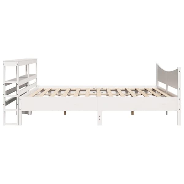 vidaXL sengeramme med sengegavl 200x200 cm massivt fyrretræ hvid
