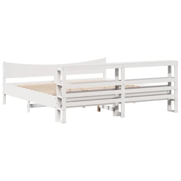 vidaXL sengeramme med sengegavl 200x200 cm massivt fyrretræ hvid