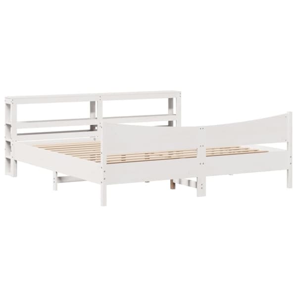 vidaXL sengeramme med sengegavl 200x200 cm massivt fyrretræ hvid