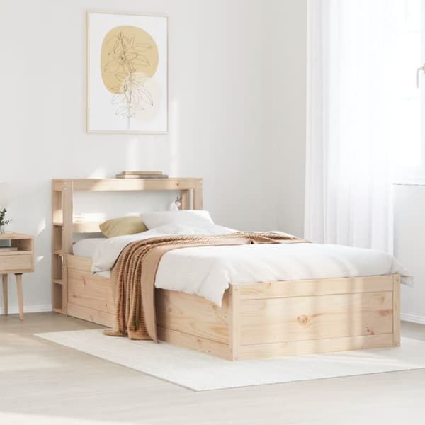 vidaXL sengeramme med sengegavl 75x190 cm massivt fyrretræ