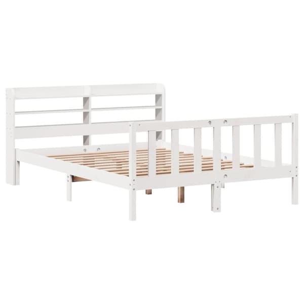 vidaXL sengeramme uden madras 120x200 cm massivt fyrretræ hvid