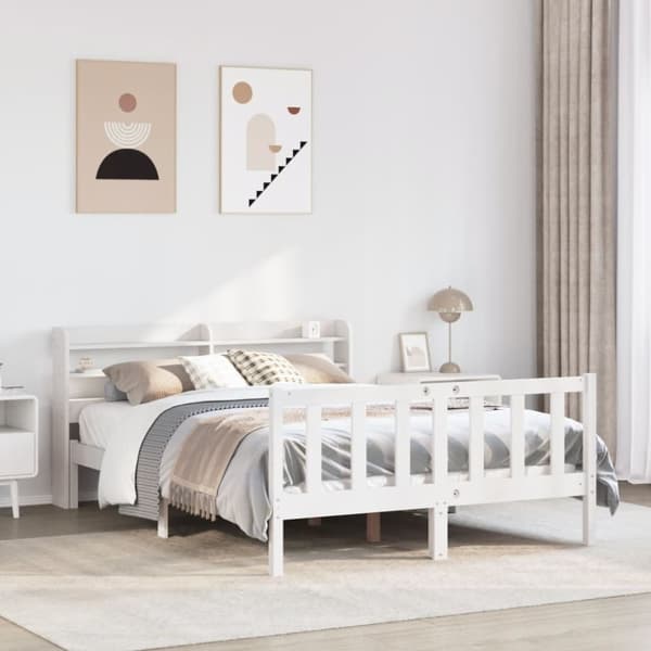 vidaXL sengeramme uden madras 120x200 cm massivt fyrretræ hvid