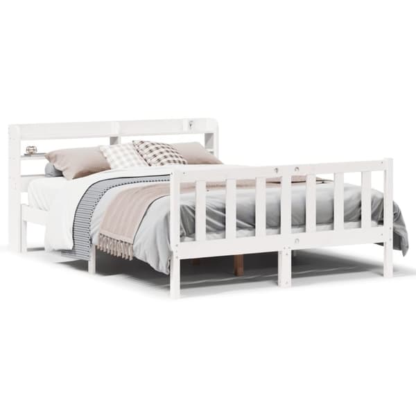 vidaXL sengeramme uden madras 120x200 cm massivt fyrretræ hvid