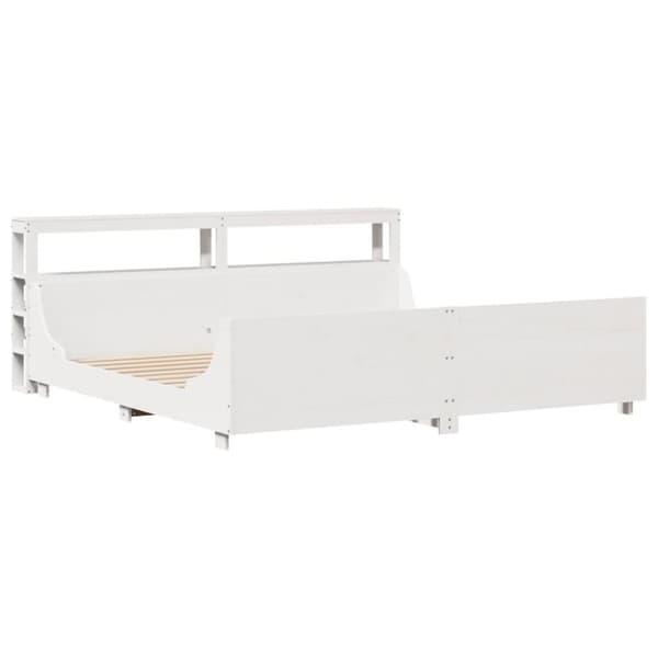 vidaXL Sengeramme med madrass hvit 200x200 cm heltre furu
