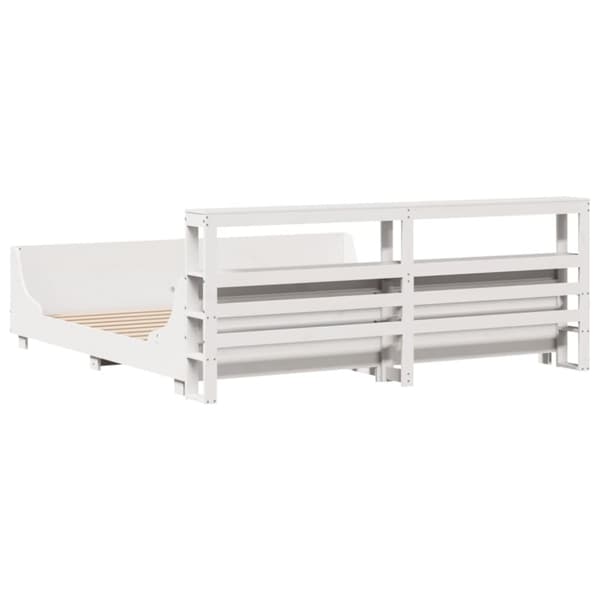 vidaXL Sengeramme med madrass hvit 200x200 cm heltre furu