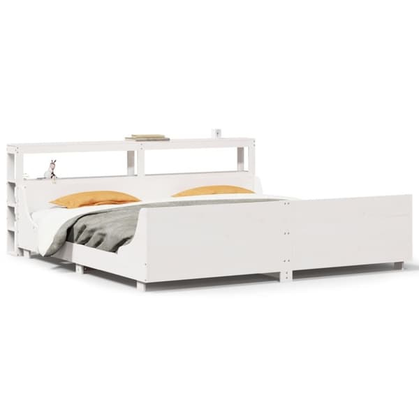 vidaXL Sengeramme med madrass hvit 200x200 cm heltre furu