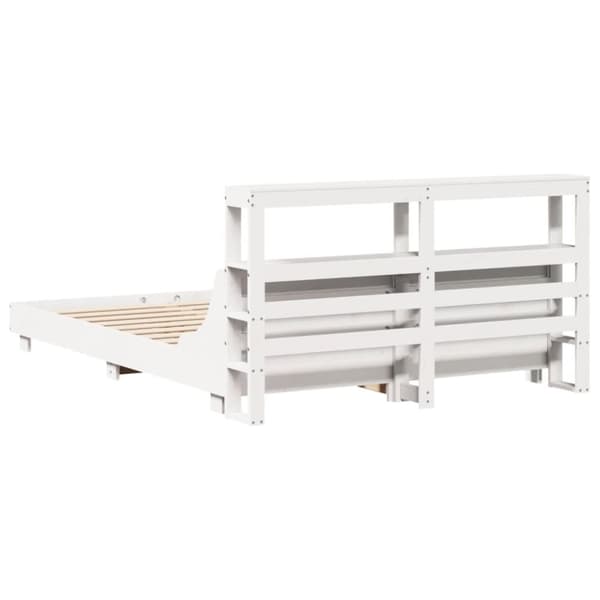 vidaXL Sängram utan madrass vit 135x190 cm massiv furu