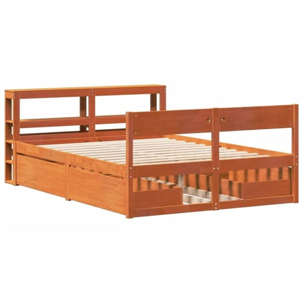 vidaXL Sengeramme uten madrass voksbrun 120x190 cm heltre furu