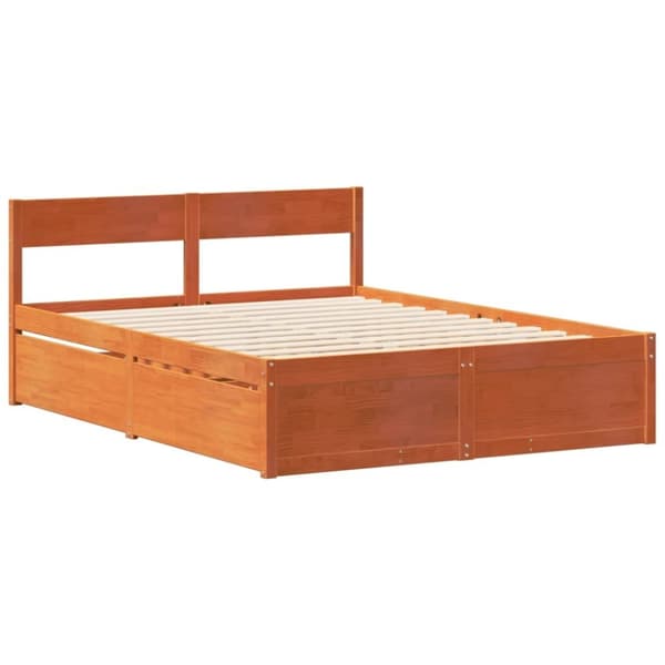 vidaXL Sengeramme uten madrass voksbrun 120x190 cm heltre furu
