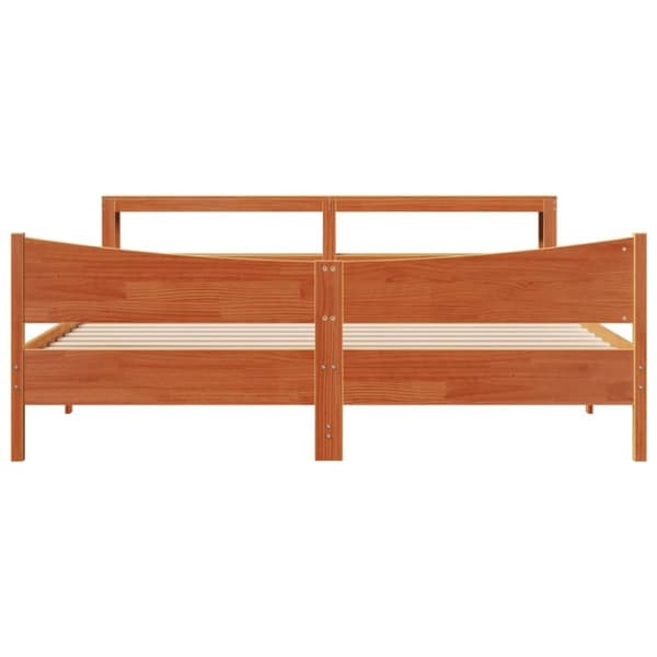 vidaXL Sengeramme med hodegavl voksbrun 180x200 cm heltre furu