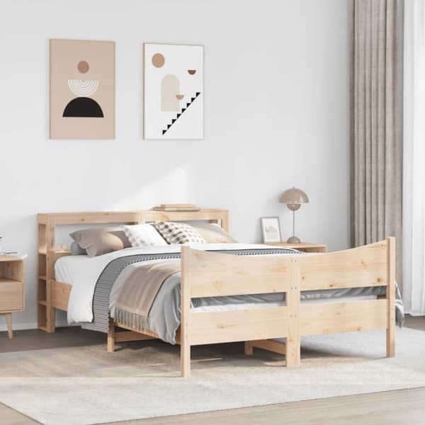 vidaXL Sengeramme med hodegavl 150x200 cm heltre furu