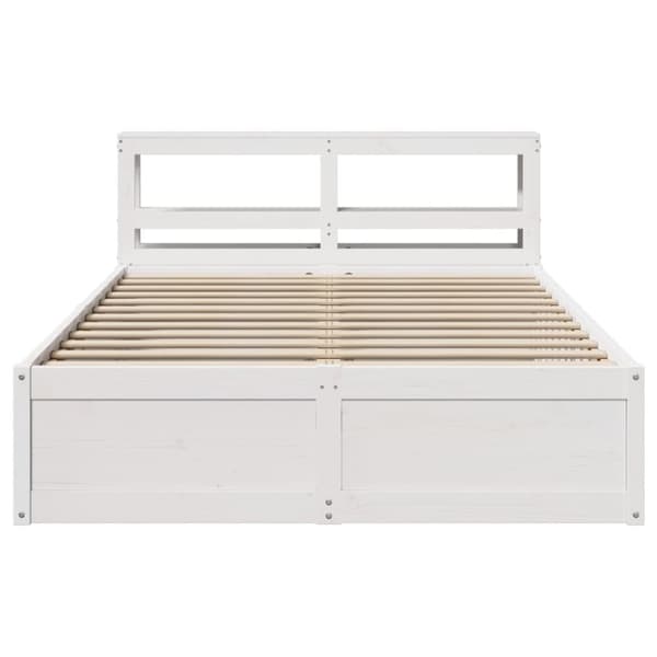 vidaXL Sengeramme med hodegavl hvit 135x190 cm heltre furu