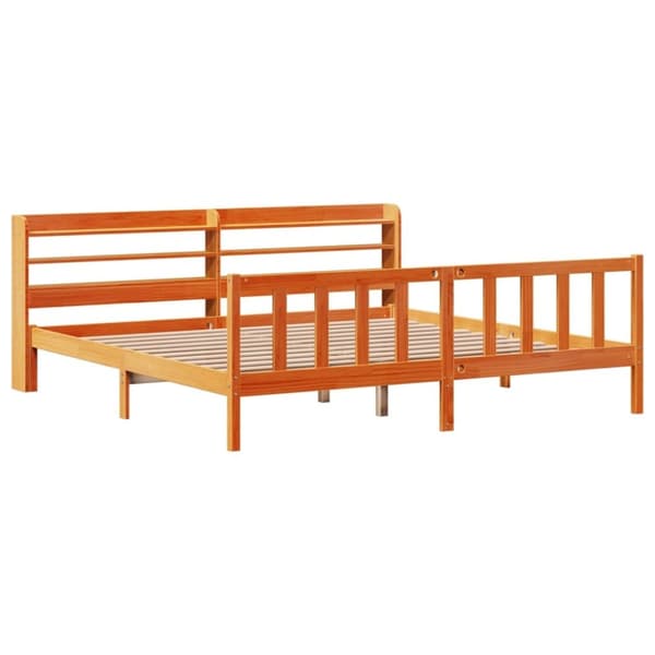 vidaXL Sengeramme med hodegavl voksbrun 200x200 cm heltre furu