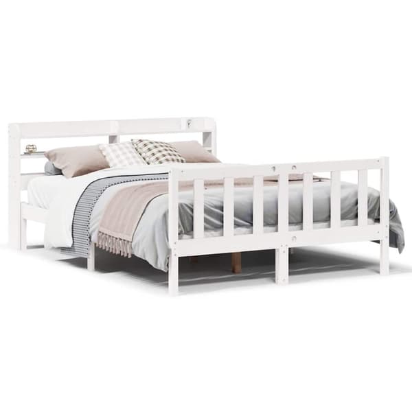 vidaXL Sengeramme uten madrass hvit 140x190 cm heltre furu
