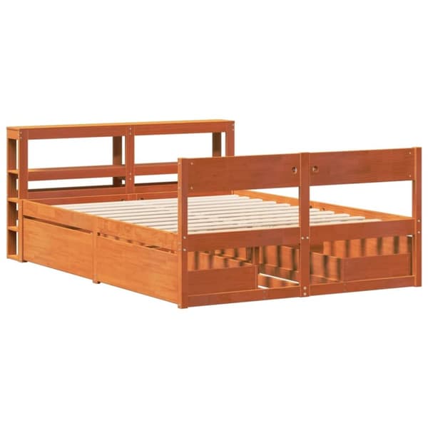 vidaXL Sengeramme uten madrass brun 135x190 cm heltre furu