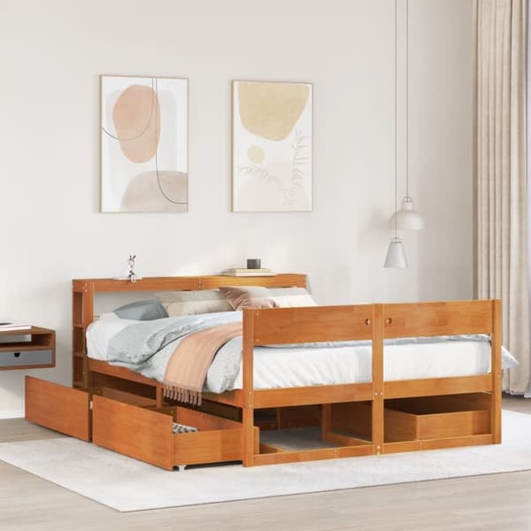 vidaXL Sengeramme uten madrass brun 135x190 cm heltre furu