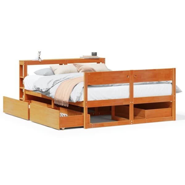 vidaXL Sengeramme uten madrass brun 135x190 cm heltre furu