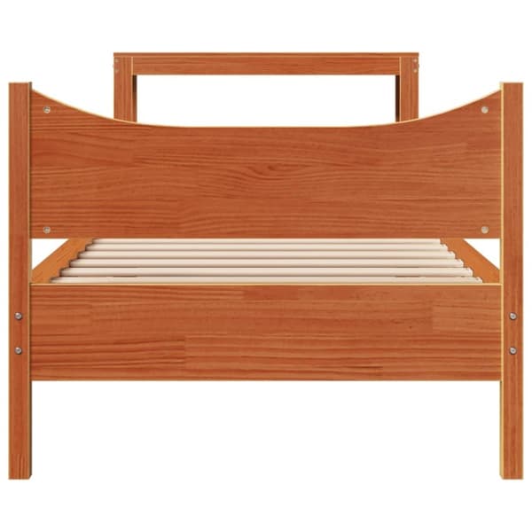 vidaXL Sengeramme med hodegavl voksbrun 75x190 cm heltre furu