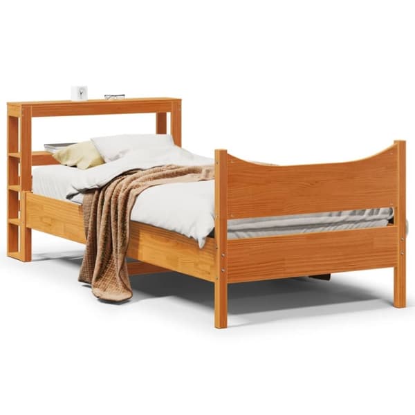 vidaXL Sengeramme med hodegavl voksbrun 75x190 cm heltre furu