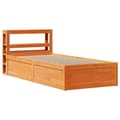 Miniatyrbilde 3 av 11: vidaXL Sengeramme med hodegavl voksbrun 90x200 cm heltre furu