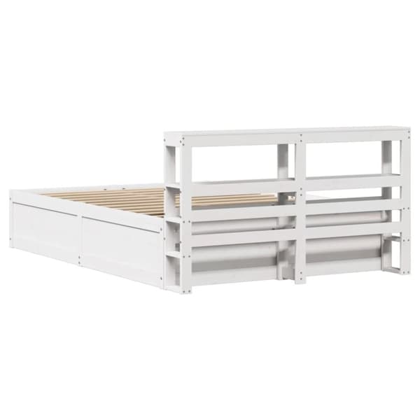 vidaXL Sengeramme med hodegavl hvit 160x200 cm heltre furu