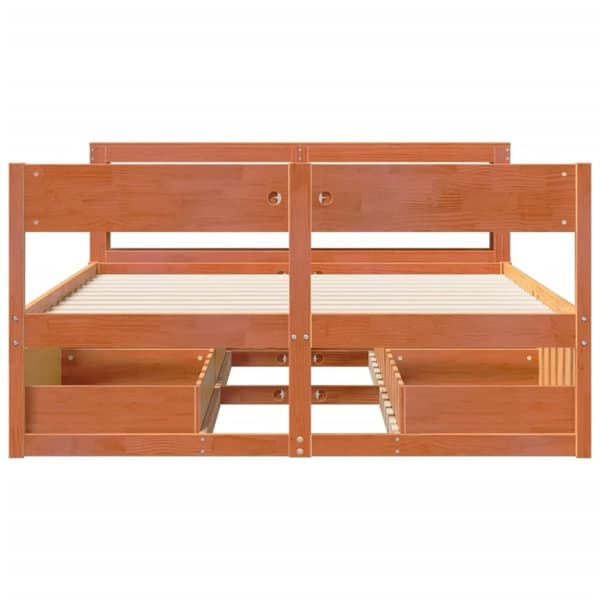 vidaXL Sengeramme uten madrass voksbrun 140x190 cm heltre furu