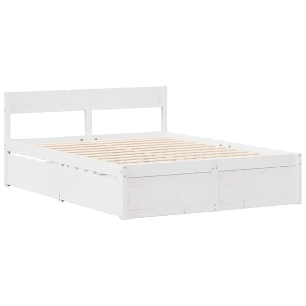 vidaXL Sengeramme uten madrass hvit 140x200 cm heltre furu