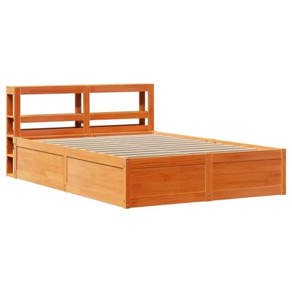 vidaXL Sengeramme med hodegavl voksbrun 120x190 cm heltre furu