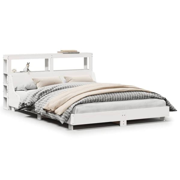 vidaXL sengeramme uden madras 160x200 cm massivt fyrretræ hvid