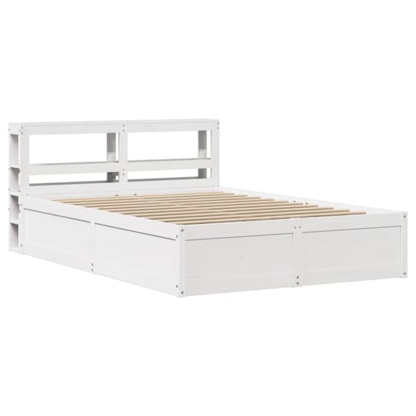 vidaXL sengeramme med sengegavl 140x200 cm massivt fyrretræ hvid