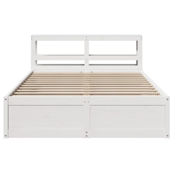 vidaXL sengeramme med sengegavl 140x200 cm massivt fyrretræ hvid