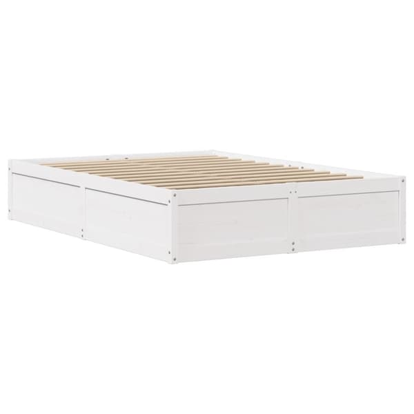 vidaXL sengeramme med sengegavl 140x200 cm massivt fyrretræ hvid