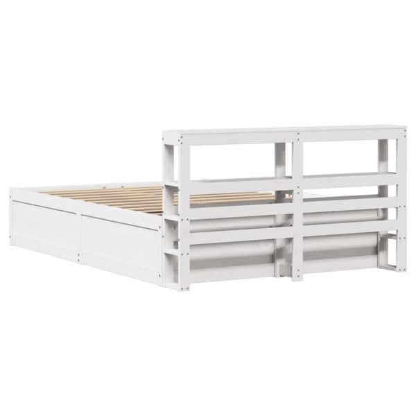 vidaXL sengeramme med sengegavl 140x200 cm massivt fyrretræ hvid