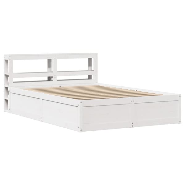 vidaXL Sengeramme med hodegavl hvit 150x200 cm heltre furu