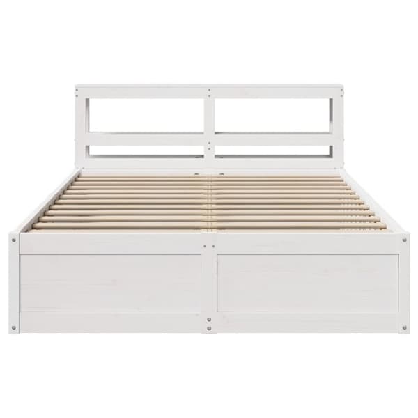 vidaXL Sengeramme med hodegavl hvit 150x200 cm heltre furu