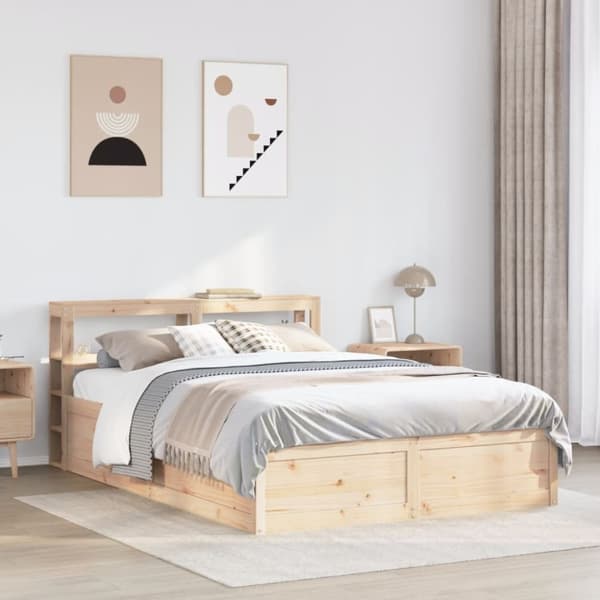 vidaXL sengeramme med sengegavl 120x200 cm massivt fyrretræ hvid