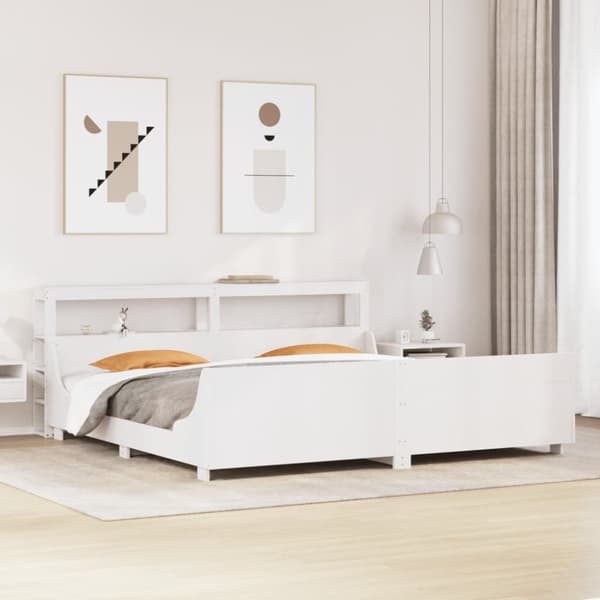 vidaXL sengeramme uden madras 180x200 cm massivt fyrretræ hvid