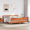 Miniatyrbilde 4 av 11: vidaXL Sengeramme med hodegavl voksbrun 200x200 cm heltre furu