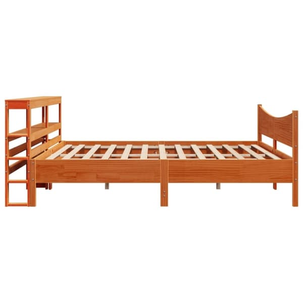 vidaXL Sengeramme med hodegavl voksbrun 200x200 cm heltre furu