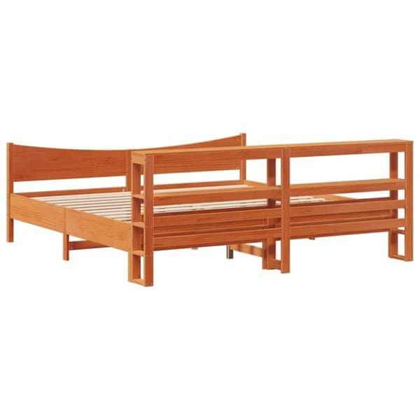 vidaXL Sengeramme med hodegavl voksbrun 200x200 cm heltre furu