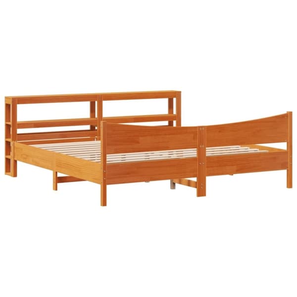 vidaXL Sengeramme med hodegavl voksbrun 200x200 cm heltre furu