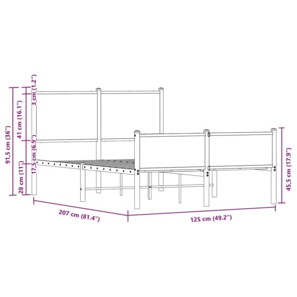 vidaXL Sengeramme i metall uten madrass sonoma eik 120x200 cm