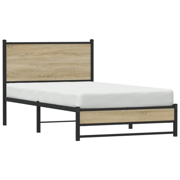 vidaXL Sengeramme i metall uten madrass sonoma eik 100x190 cm