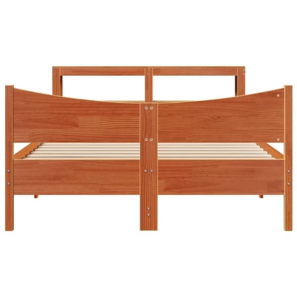 vidaXL Sengeramme med hodegavl voksbrun 140x190 cm heltre furu