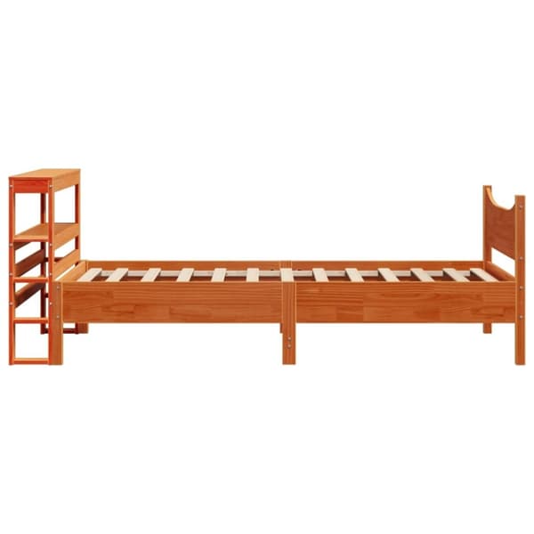 vidaXL Sängynrunko päädyllä vaharuskea 75x190 cm täysi mänty