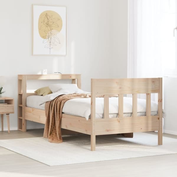 vidaXL Sängynrunko ilman patjaa 90x200 cm täysi mänty
